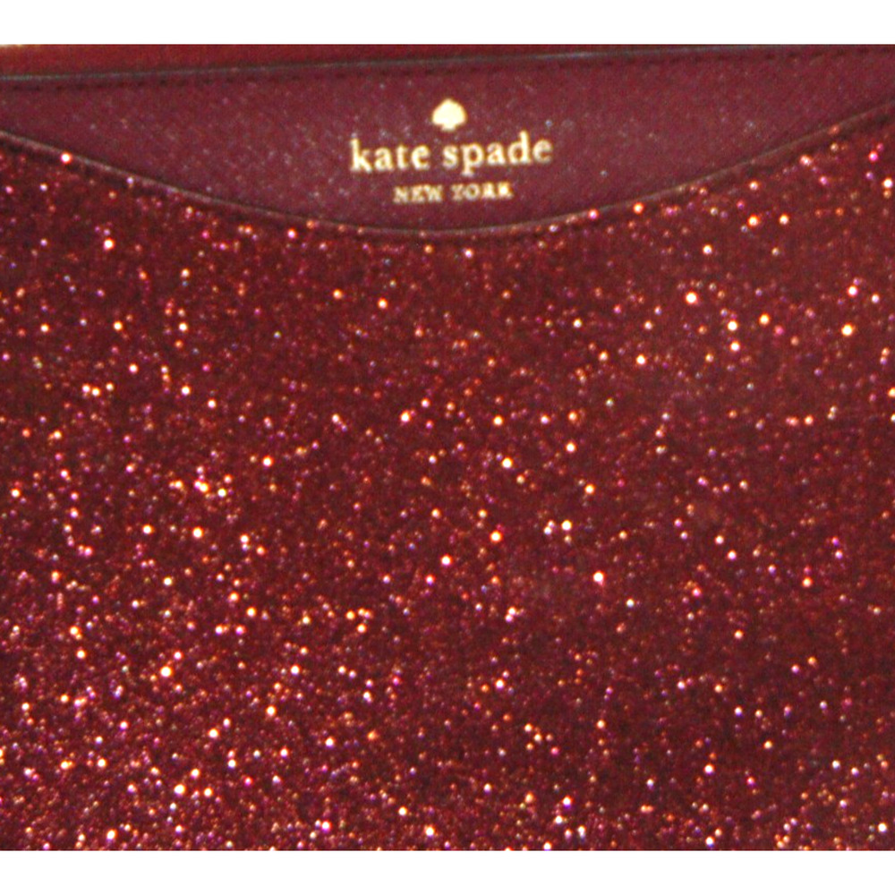 Kate Spade New York Tinsel Glitter Crossbody Bag Burgundy Wine Zip Gold Hardware - Picture 3 of 15